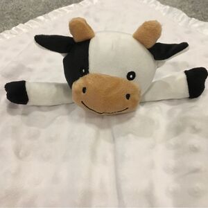 Pro Goleem Cow 16 X 16 Lovey Plush Security Blanket Minky White Satin Boarder